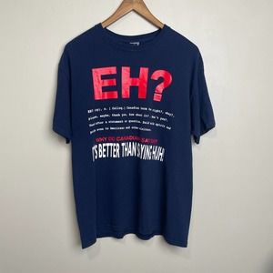 Canada Funny Canadian Pride Graphic Short Sleeve Crew Neck Tee Blue Red White L